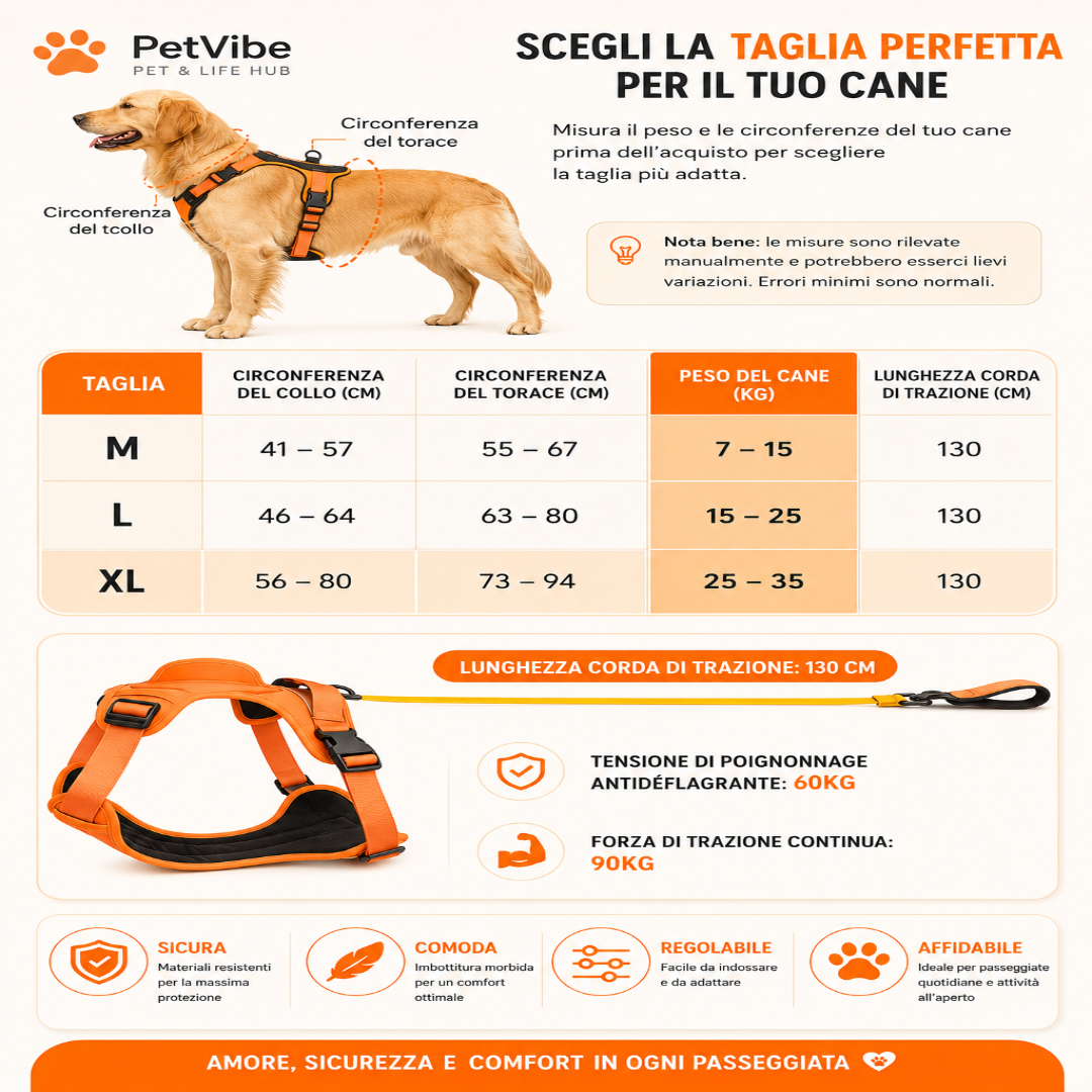 FlexiVibe - La Pettorina con Guinzaglio a Scomparsa e Blocco di Sicurezza